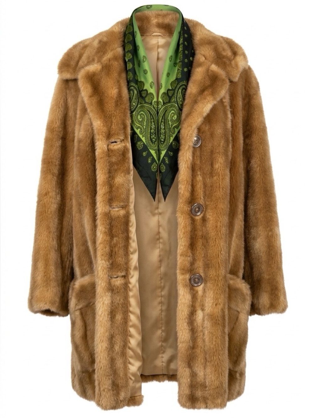 VINTAGE FAWN MINK FAUX FUR COAT BY MINCARA STYLED BY RUSSEL TAYLOR
